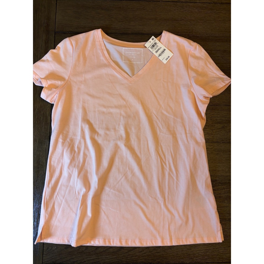 Charter Club Intimates V-Neck Sleep Tee Womens Small Warm Blush Pink